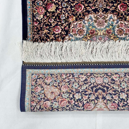 Persian Silk Floral Medallion Rug 2 ft x 3 ft | 1600 Reed Iranian Abresham