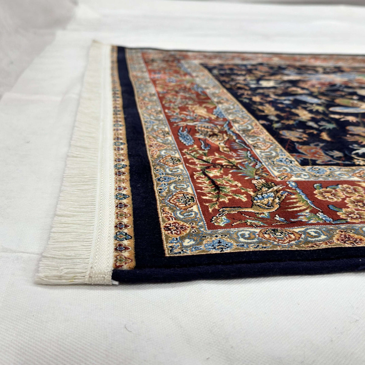 Persian Silk Abresham Runner Rug | Hunting Scene | 3 ft x 13 ft | 1600 Reed | Iran
