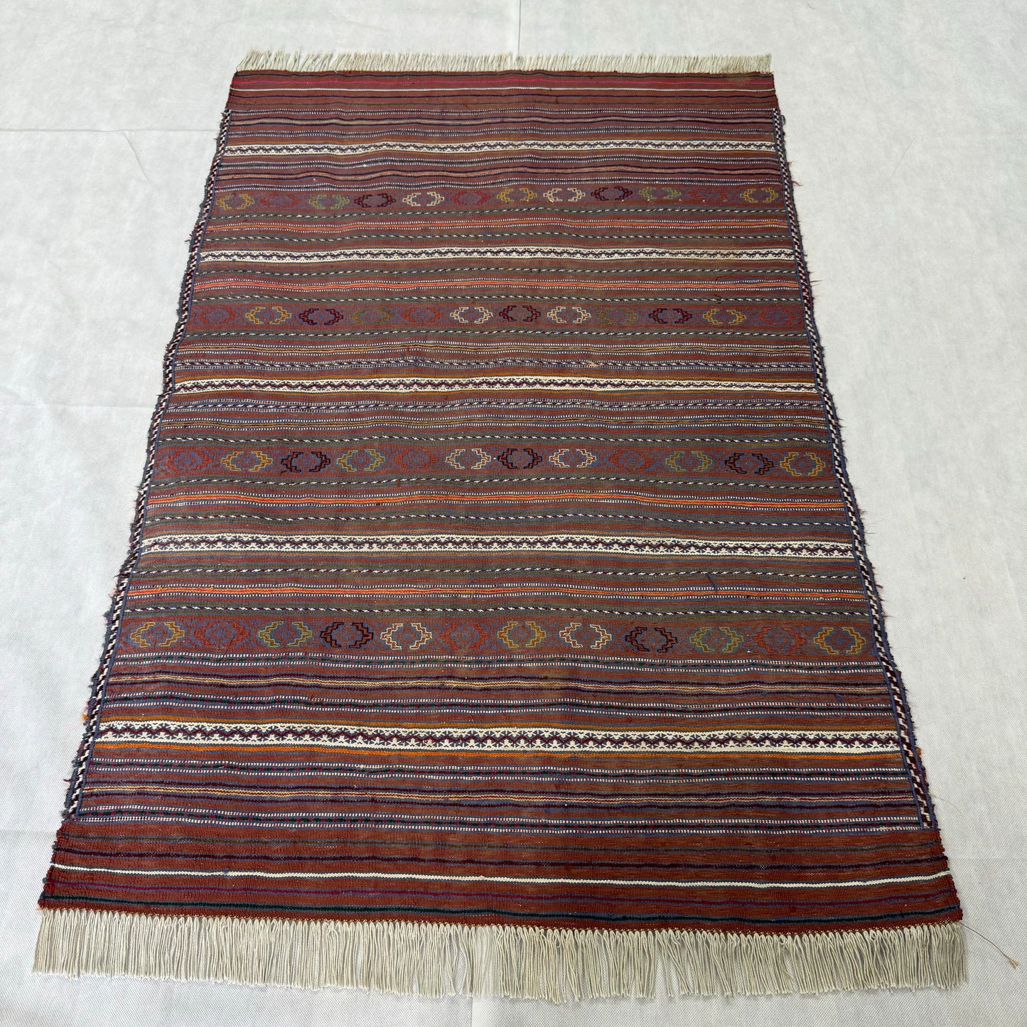 Handmade Afghan Wool Kilim Rug - 3ft x 5ft - Multi-Color