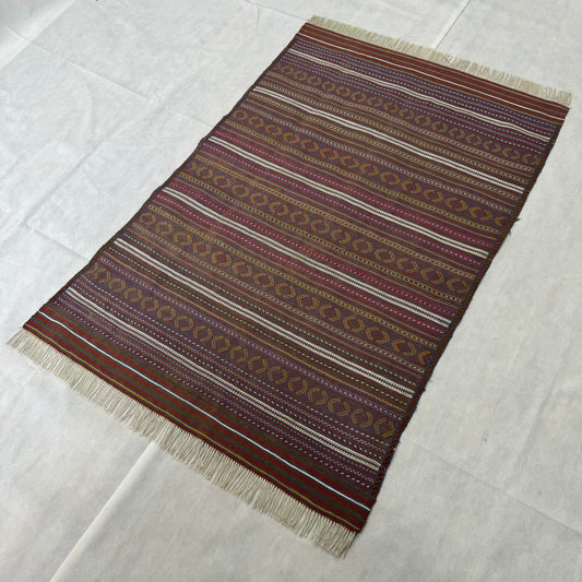 Handmade Afghan Kilim Wool Rug - Multi-Colored - 3ft x 5ft