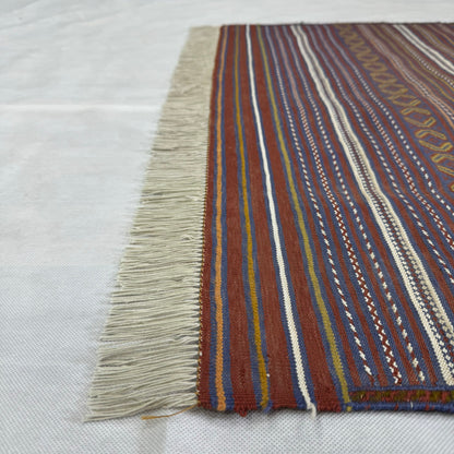 Handmade Afghan Kilim Wool Rug - Multi-Colored - 3ft x 5ft