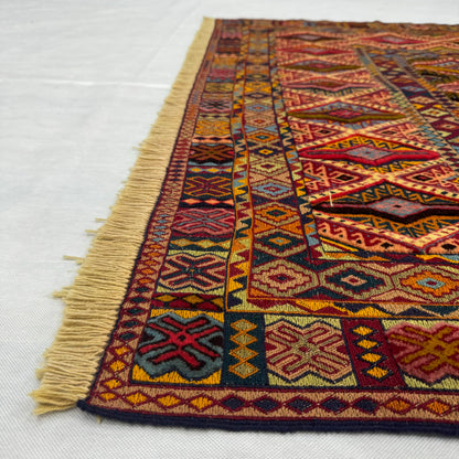 Stunning 4.5ft x 6ft Handmade Afghan Belgic Rug - Vibrant Geometric Design