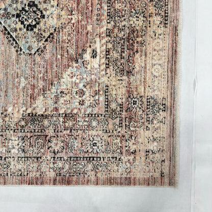 Oushak Heritage Turkish Acrylic Rug – Rust & Charcoal Medallion, 5 x 8 ft