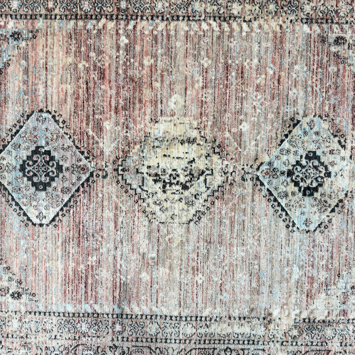 Oushak Heritage Turkish Acrylic Rug – Rust & Charcoal Medallion, 5 x 8 ft