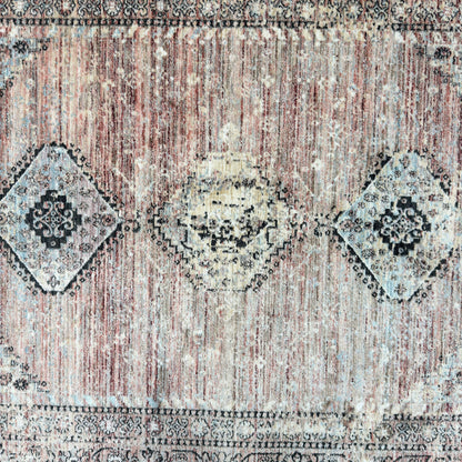 Oushak Heritage Turkish Acrylic Rug – Rust & Charcoal Medallion, 5 x 8 ft