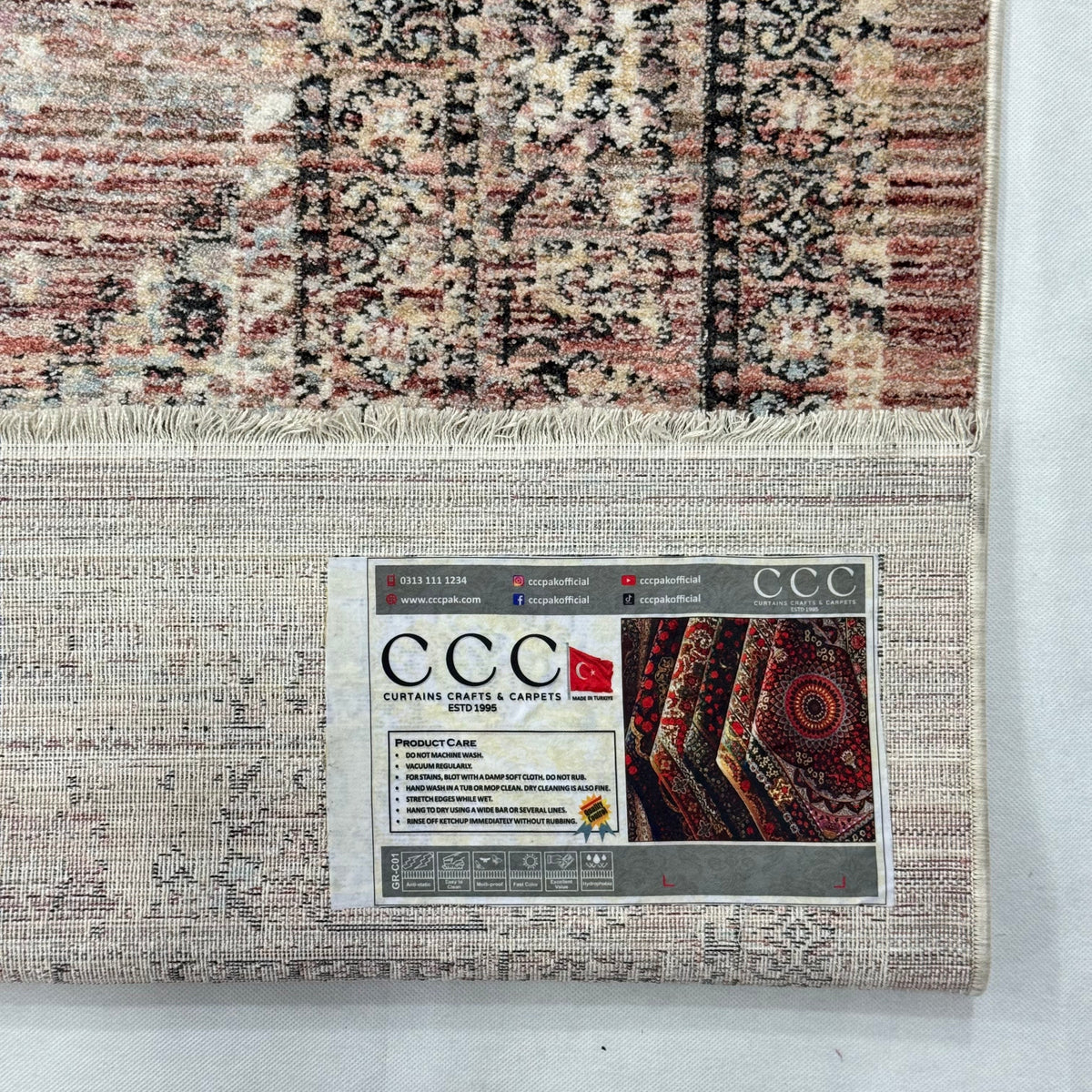 Oushak Heritage Turkish Acrylic Rug – Rust & Charcoal Medallion, 5 x 8 ft