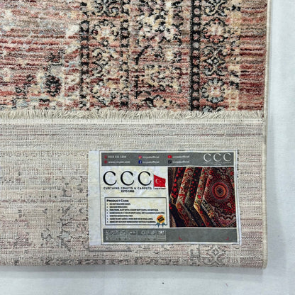 Oushak Heritage Turkish Acrylic Rug – Rust & Charcoal Medallion, 5 x 8 ft