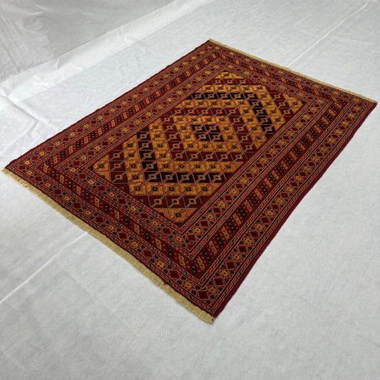 Stunning Handmade Afghan Chobi Rug - 5 ft x 6.5 ft - Exquisite Wool Weaving