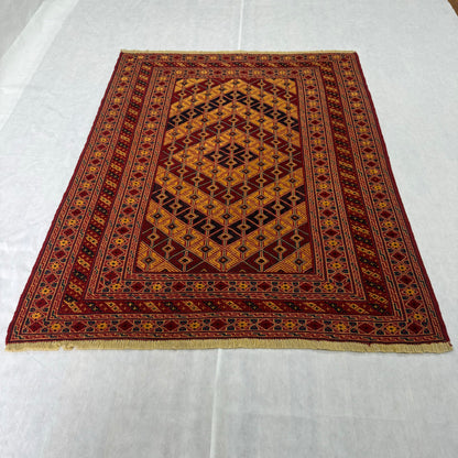 Stunning Handmade Afghan Chobi Rug - 5 ft x 6.5 ft - Exquisite Wool Weaving