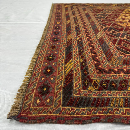 Exquisite Belgic Chobi Afghan Handmade Rug - 5 ft x 6.5 ft - Authentic Tribal Design