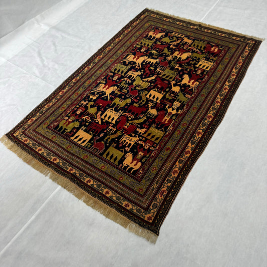 150-Year-Old Handmade Antique Afghan Ali Khoja Rug - 4 ft x 7 ft - Timeless Elegance for Your Home