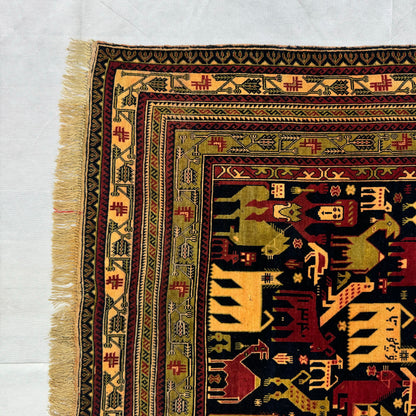 150-Year-Old Handmade Antique Afghan Ali Khoja Rug - 4 ft x 7 ft - Timeless Elegance for Your Home