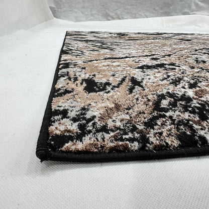 Bosphorus Flow Turkish Silk Rug – Black & Champagne Abstract, 5 x 8 ft
