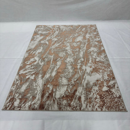 Bosphorus Flow Turkish Silk Rug – Copper & Ivory Abstract, 5 x 8 ft