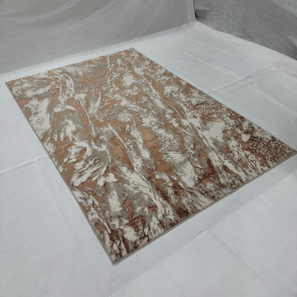 Bosphorus Flow Turkish Silk Rug – Copper & Ivory Abstract, 5 x 8 ft