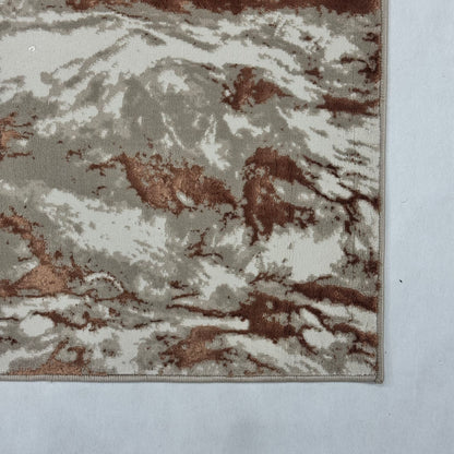 Bosphorus Flow Turkish Silk Rug – Copper & Ivory Abstract, 5 x 8 ft