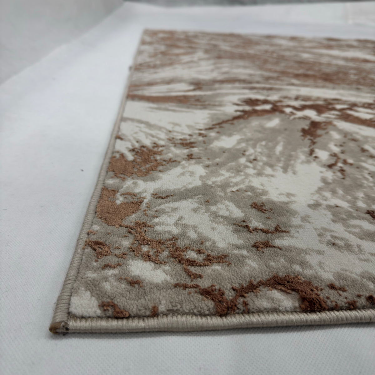 Bosphorus Flow Turkish Silk Rug – Copper & Ivory Abstract, 5 x 8 ft