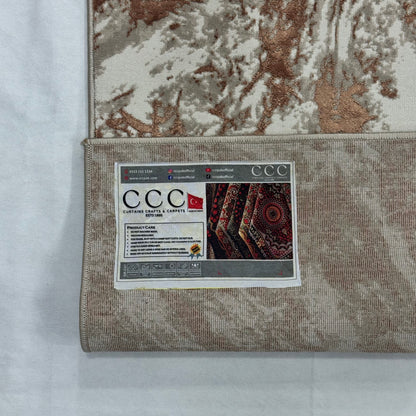 Bosphorus Flow Turkish Silk Rug – Copper & Ivory Abstract, 5 x 8 ft