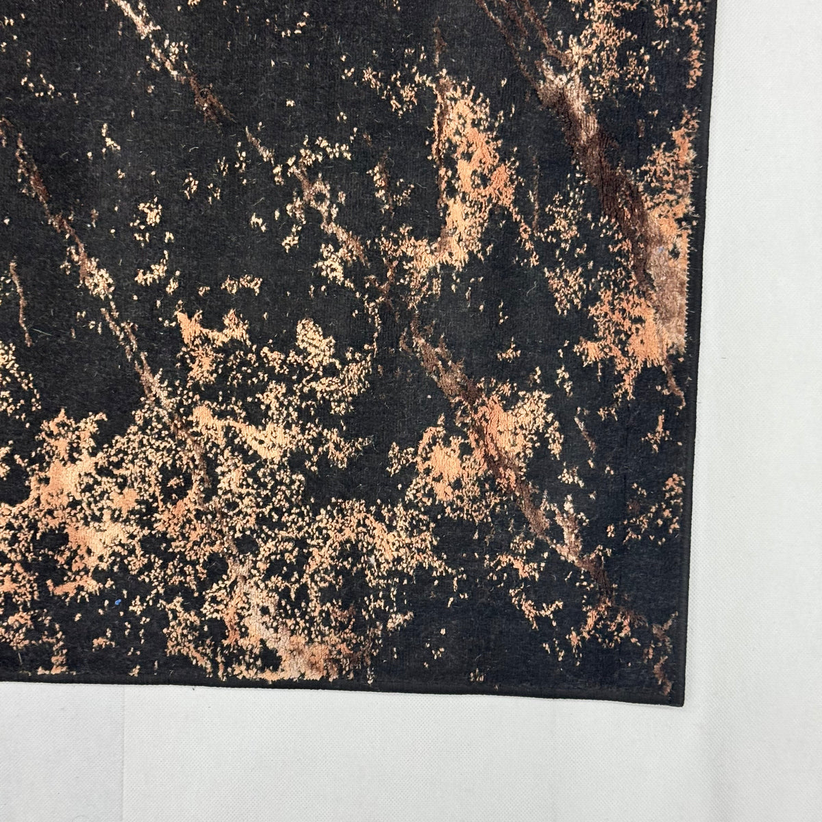 Bosphorus Flow Turkish Silk Rug – Black & Copper Marble, 5 x 8 ft