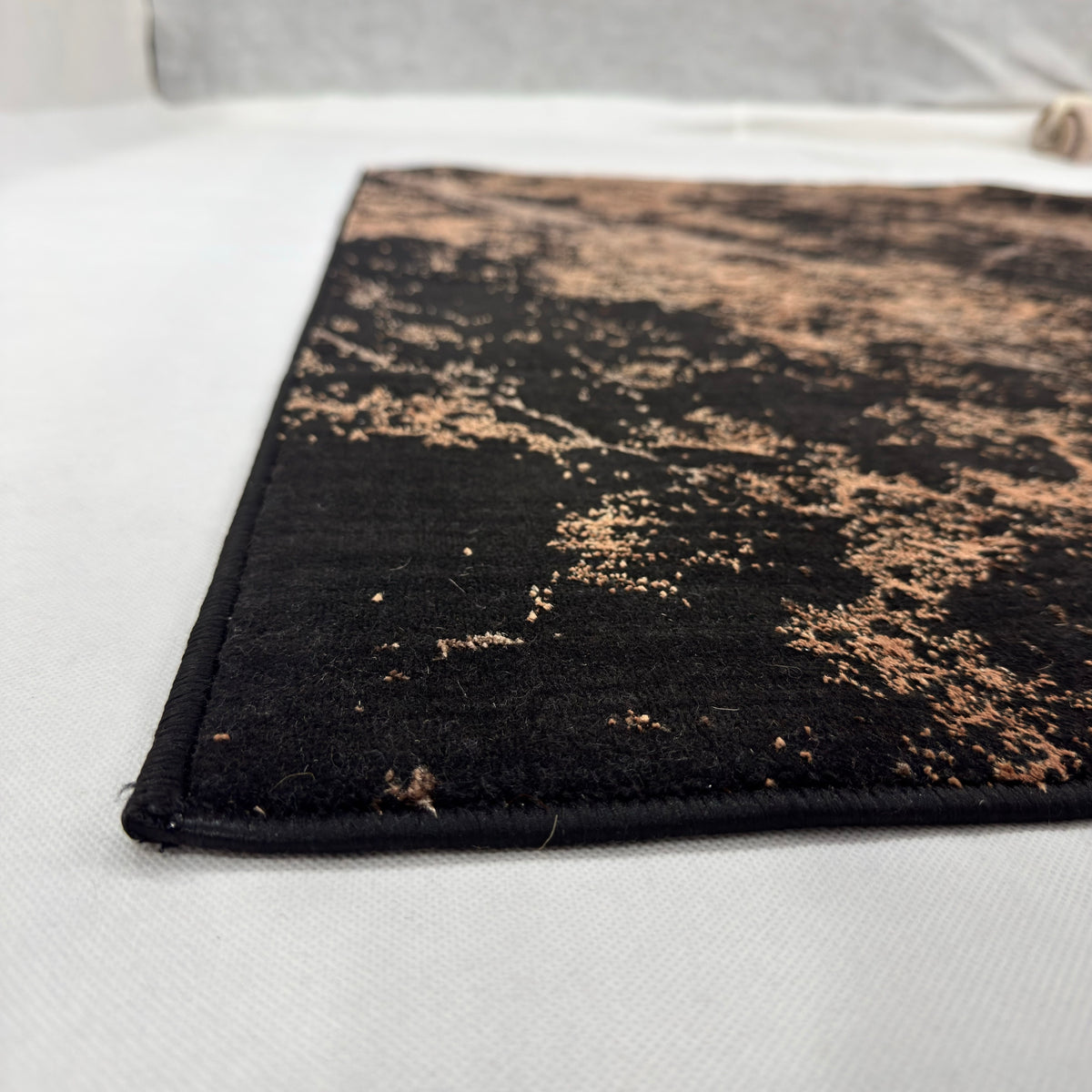 Bosphorus Flow Turkish Silk Rug – Black & Copper Marble, 5 x 8 ft