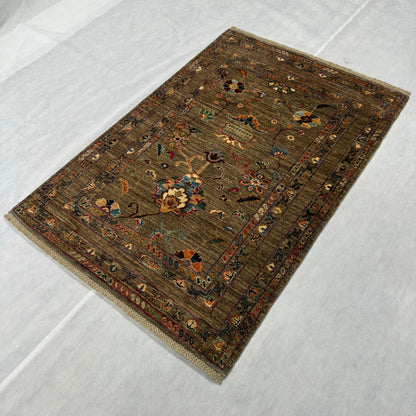 Luxurious Chobi Handmade Wool Rug - 3ft x 5ft - Timeless Elegance in Earthy Tones