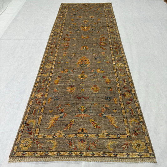 Luxurious Chobi Handmade Runner Rug - 3 ft x 9.5 ft - Exquisite Wool Material and Intricate Floral Design