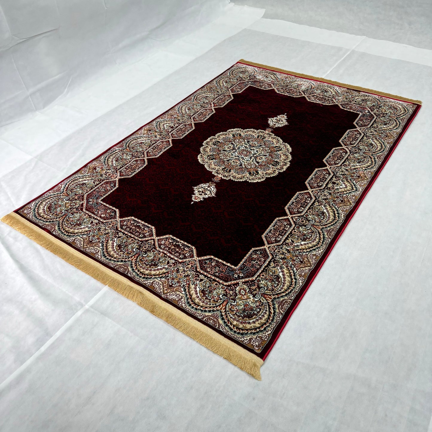 Luxurious Turkish Topaz Area Rug - 5 ft x 8 ft, Rich Burgundy and Intricate Design