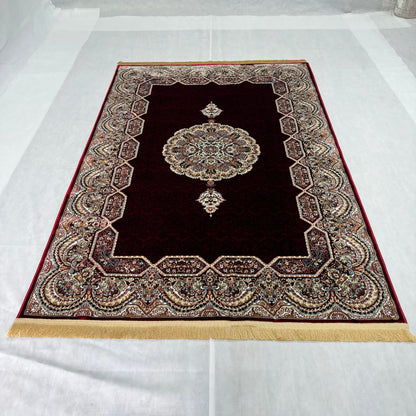 Luxurious Turkish Topaz Area Rug - 5 ft x 8 ft, Rich Burgundy and Intricate Design