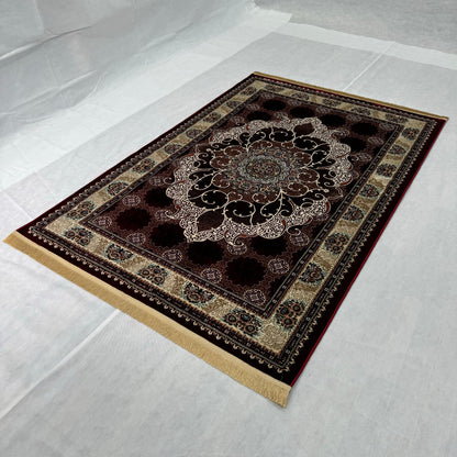 Elegant Turkish Topaz Area Rug - 5 ft x 8 ft, Rich Burgundy with Intricate Design