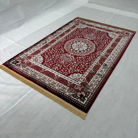 Elegant Turkish Topaz Area Rug - 5 ft x 8 ft, Rich Red Medallion Design