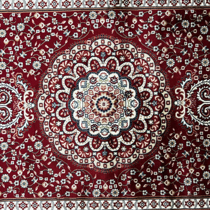 Elegant Turkish Topaz Area Rug - 5 ft x 8 ft, Rich Red Medallion Design