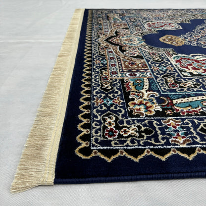 Luxurious Turkish Persia Area Rug - 5 ft x 8 ft, Navy Blue, Classic Ornate Design