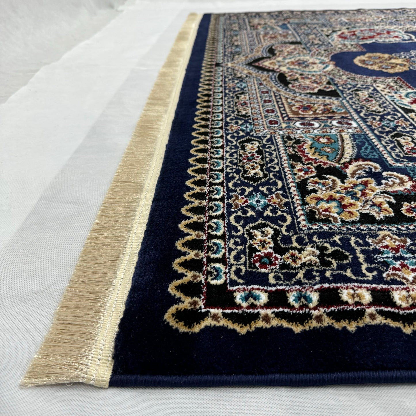 Elegant Turkish Persia Rug - 7 ft x 10 ft, Rich Blue and Gold Floral Design