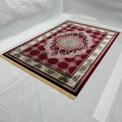 Elegant Turkish Topaz Rug - 7 ft x 10 ft, Rich Red Floral Design