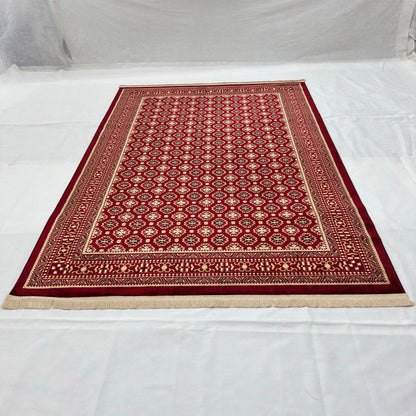 Golestan Heritage Persian Silk Rug – Burgundy & Gold Rosette, 7 x 10 ft