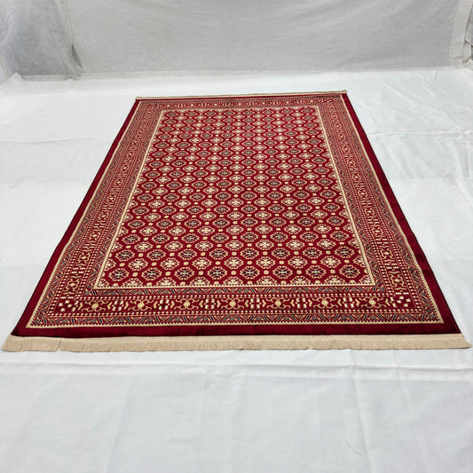 Golestan Heritage Persian Silk Rug – Burgundy & Gold Rosette, 7 x 10 ft