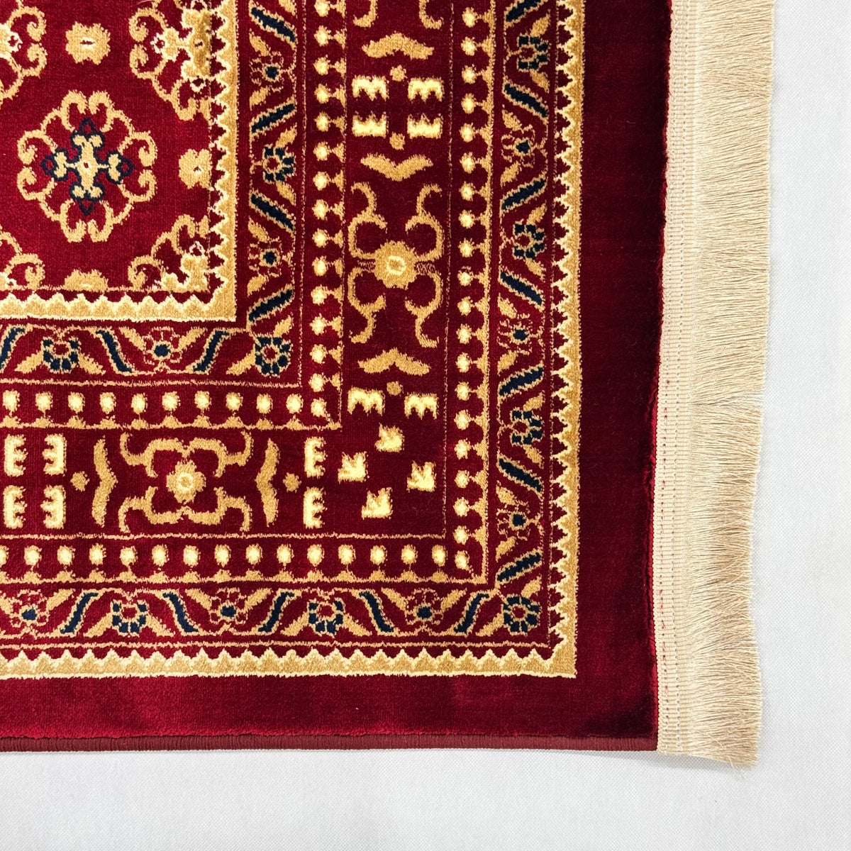 Golestan Heritage Persian Silk Rug – Burgundy & Gold Rosette, 7 x 10 ft