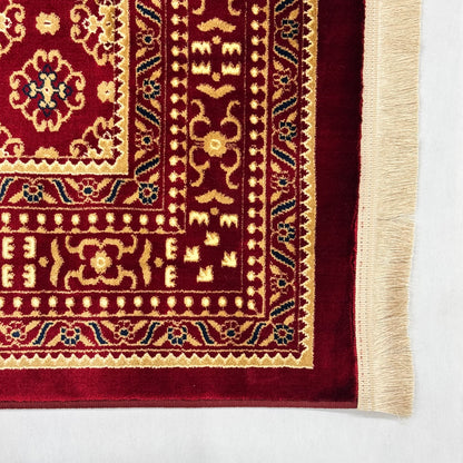 Golestan Heritage Persian Silk Rug – Burgundy & Gold Rosette, 7 x 10 ft