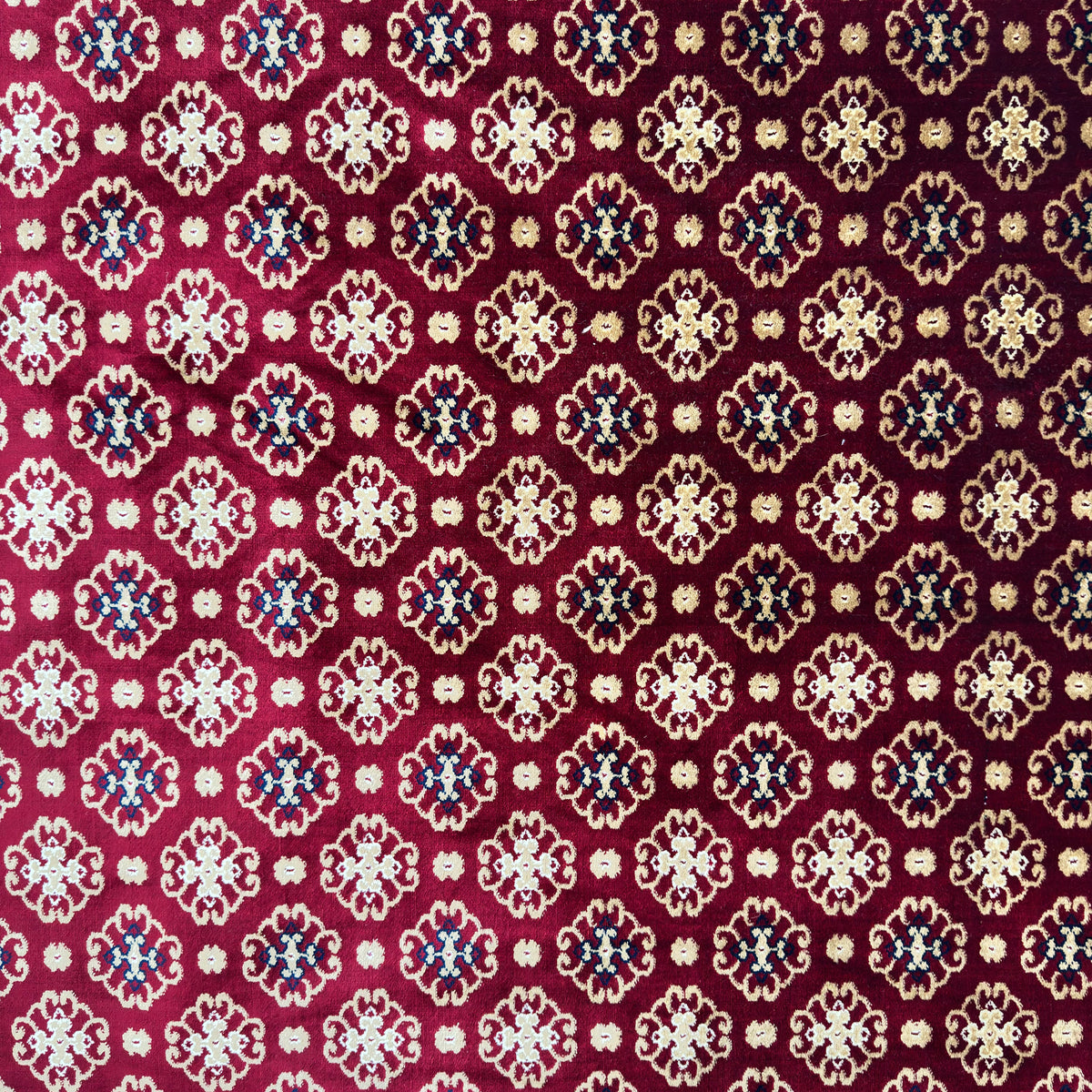 Golestan Heritage Persian Silk Rug – Burgundy & Gold Rosette, 7 x 10 ft