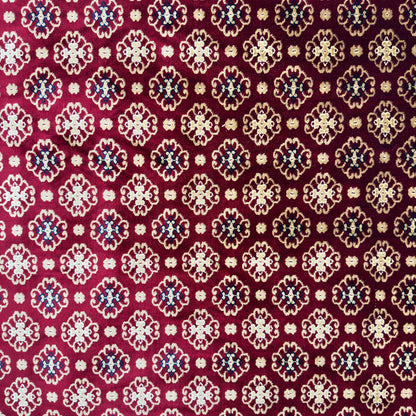 Golestan Heritage Persian Silk Rug – Burgundy & Gold Rosette, 7 x 10 ft