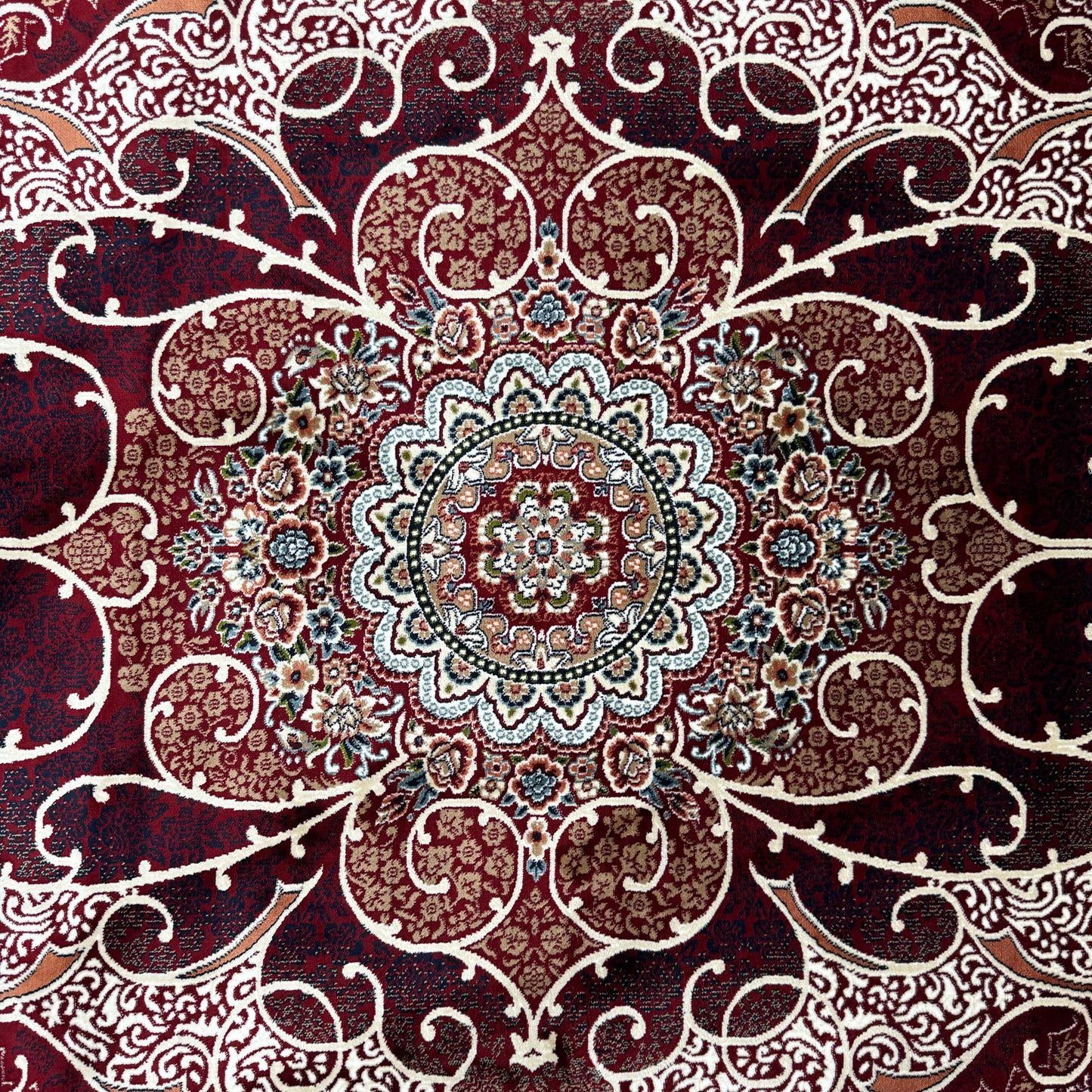 Elegant Turkish Topaz Rug - 7 ft x 10 ft, Rich Red Floral Design