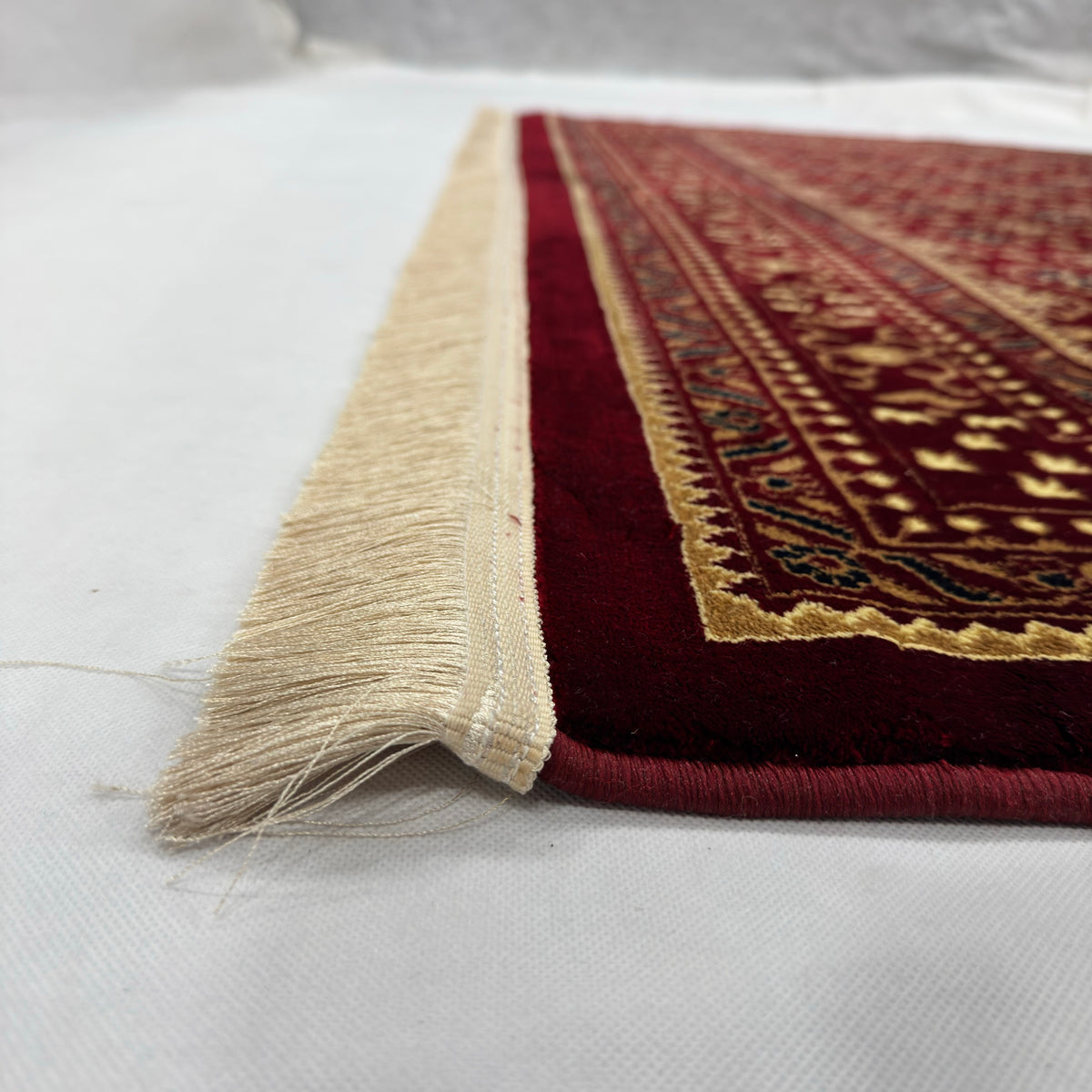 Golestan Heritage Persian Silk Rug – Burgundy & Gold Rosette, 7 x 10 ft