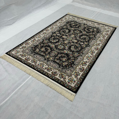 5 ft x 8 ft Area Rug - Persian 1200 Reeds - Farsh Kilim Mojalal 3 - Black - Luxurious Elegance and Durability