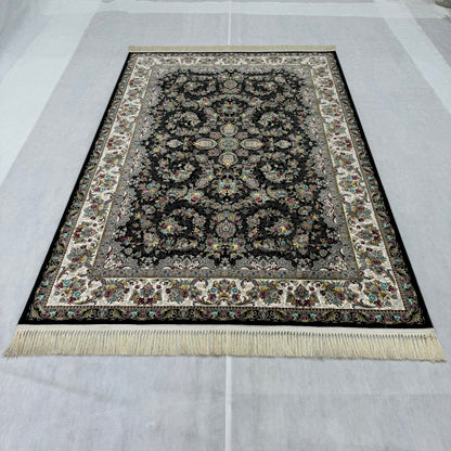 5 ft x 8 ft Area Rug - Persian 1200 Reeds - Farsh Kilim Mojalal 3 - Black - Luxurious Elegance and Durability