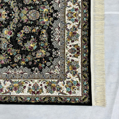 5 ft x 8 ft Area Rug - Persian 1200 Reeds - Farsh Kilim Mojalal 3 - Black - Luxurious Elegance and Durability