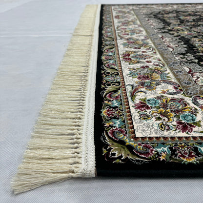 5 ft x 8 ft Area Rug - Persian 1200 Reeds - Farsh Kilim Mojalal 3 - Black - Luxurious Elegance and Durability