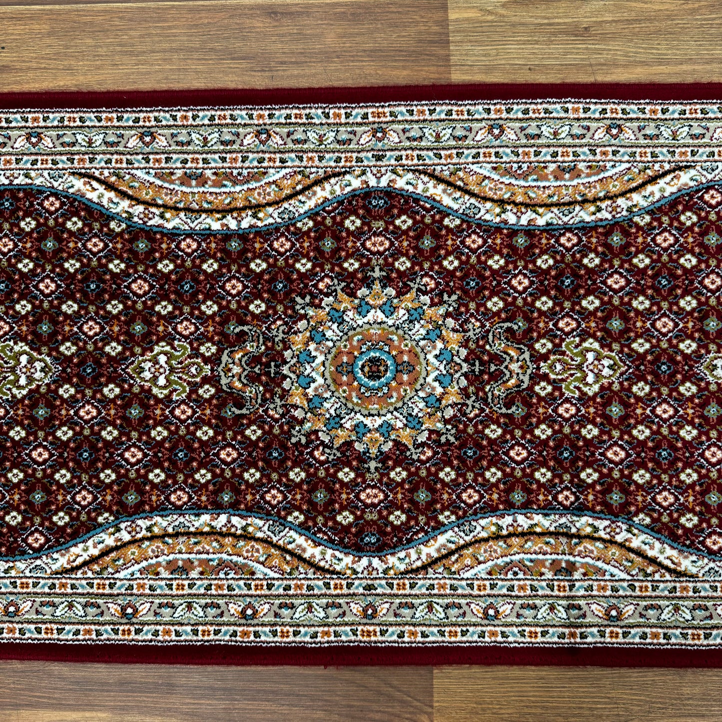 Premium Persian Runner 1.5 ft x 12 ft - Pars Nagin Mashad in Red Wine - Luxurious 1200 Reeds Acrylic Rug