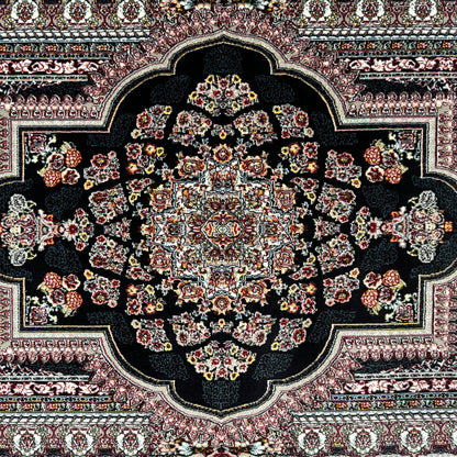 Luxurious Persian Rug 4ft x 6ft - Farsh Nagin Chaman Design in Black - 1000 Reeds Acrylic Rug