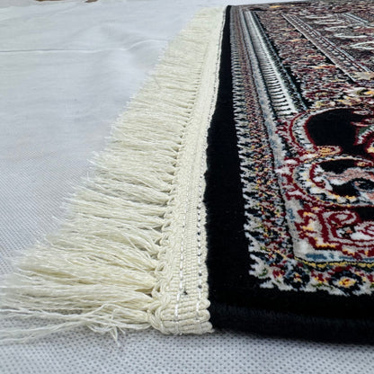 Luxurious Persian Rug 4ft x 6ft - Farsh Nagin Chaman Design in Black - 1000 Reeds Acrylic Rug