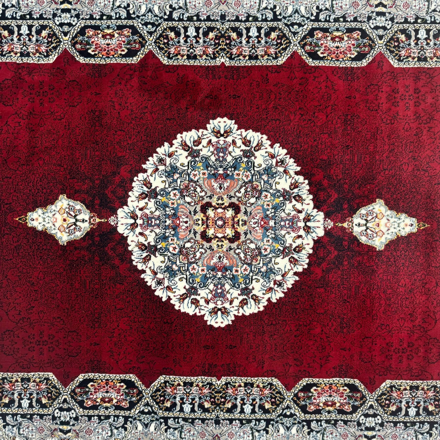 Luxurious Persian Rug 4ft x 6ft - Farsh Nagin Chaman Design in Burgundy & Silver - 1000 Reeds Acrylic Rug